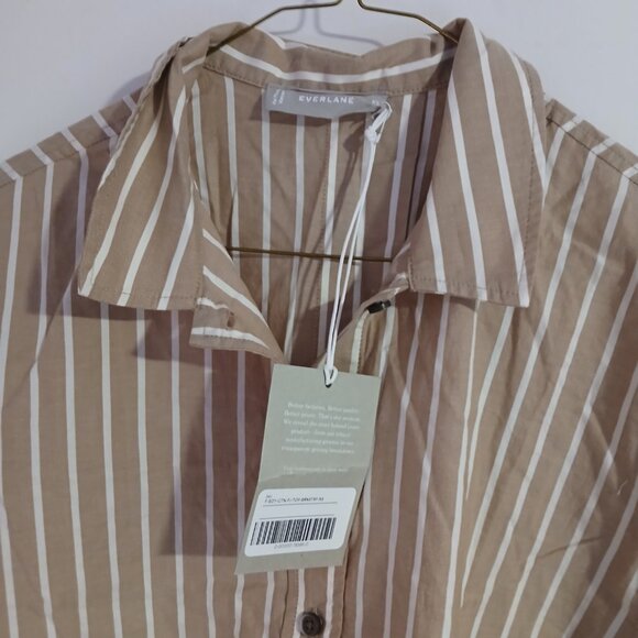Everlane Women's Cropped Button Down Shirt Brown With White  Stripes - Picture 4 of 9